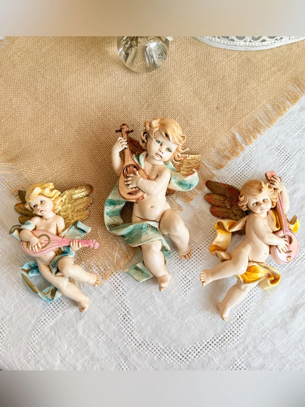 1984 Fontanini Simonelli Depose Italy Cherub Wall Plaques Set of 3 - Picture 3 of 17